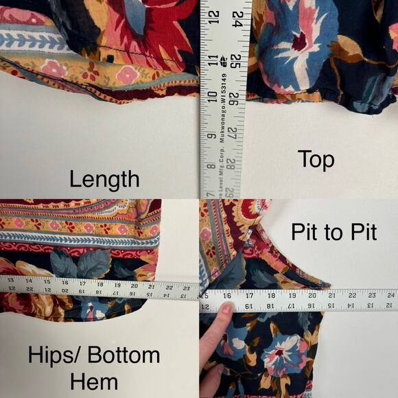 Vtg Atlast Studio Boho Floral Button Up Top Flare Skirt Set Women Medium - Picture 11 of 14